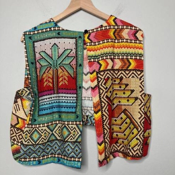 NWT FARM RIO Banana Scarves Linen Crop Top - Picture 16 of 16